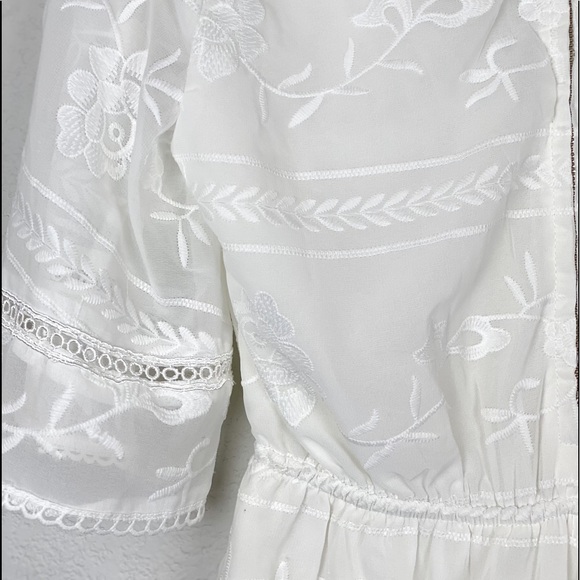 Polly Floral Embroidered V-Neck Gathered Waist Romper - Picture 8 of 15